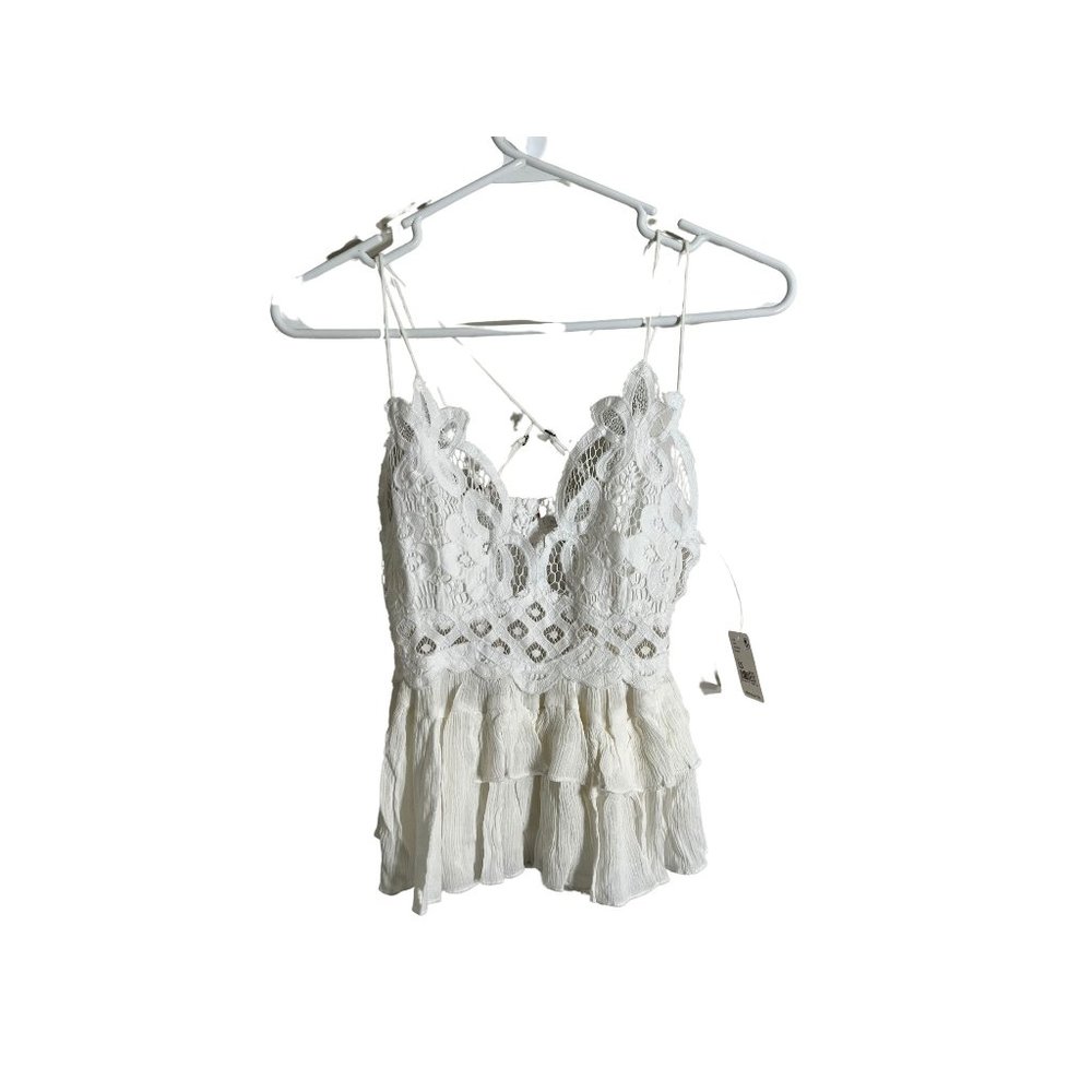 NWT Free People White Adella Top